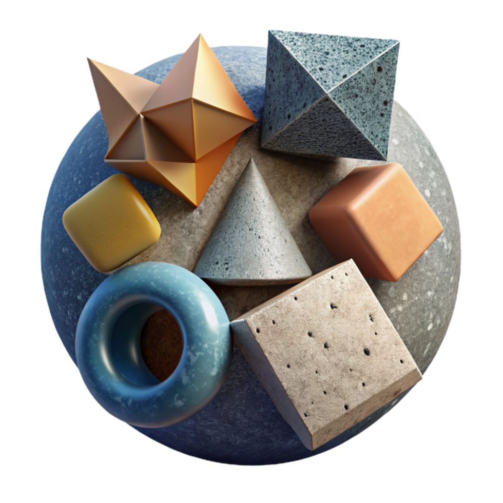beautiful vintage Geometric Shapes 3d Style Cutout high resolution png