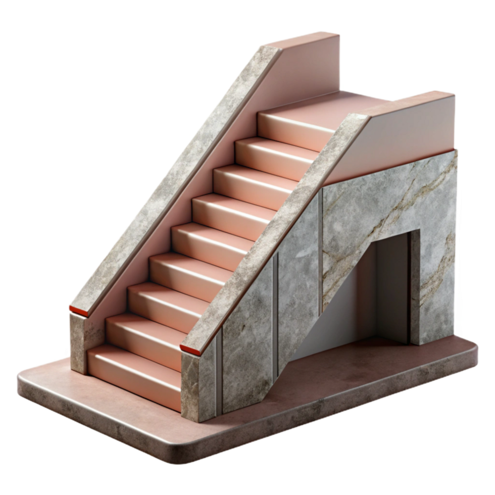 serene artistic Geometric Staircase Design with Railing Cutout exclusive png
