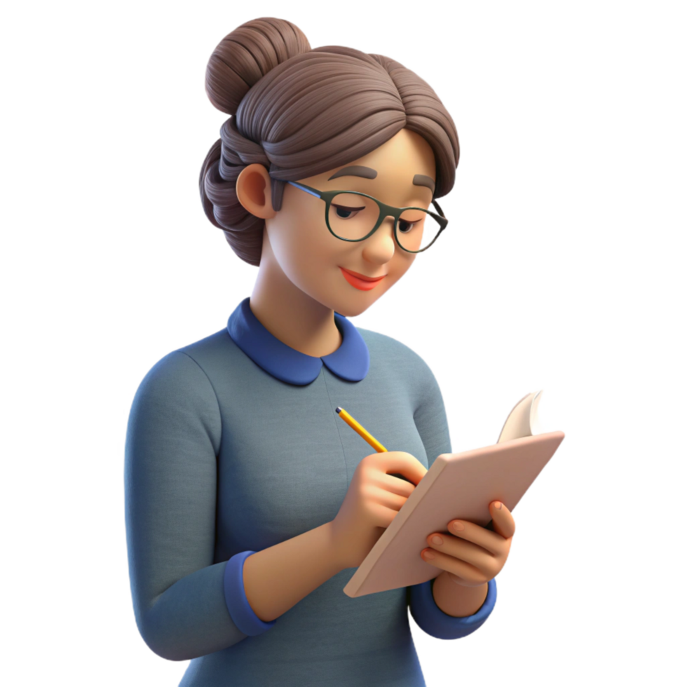 impressive vintage Woman Writing in Notebook at Desk Cutout original png