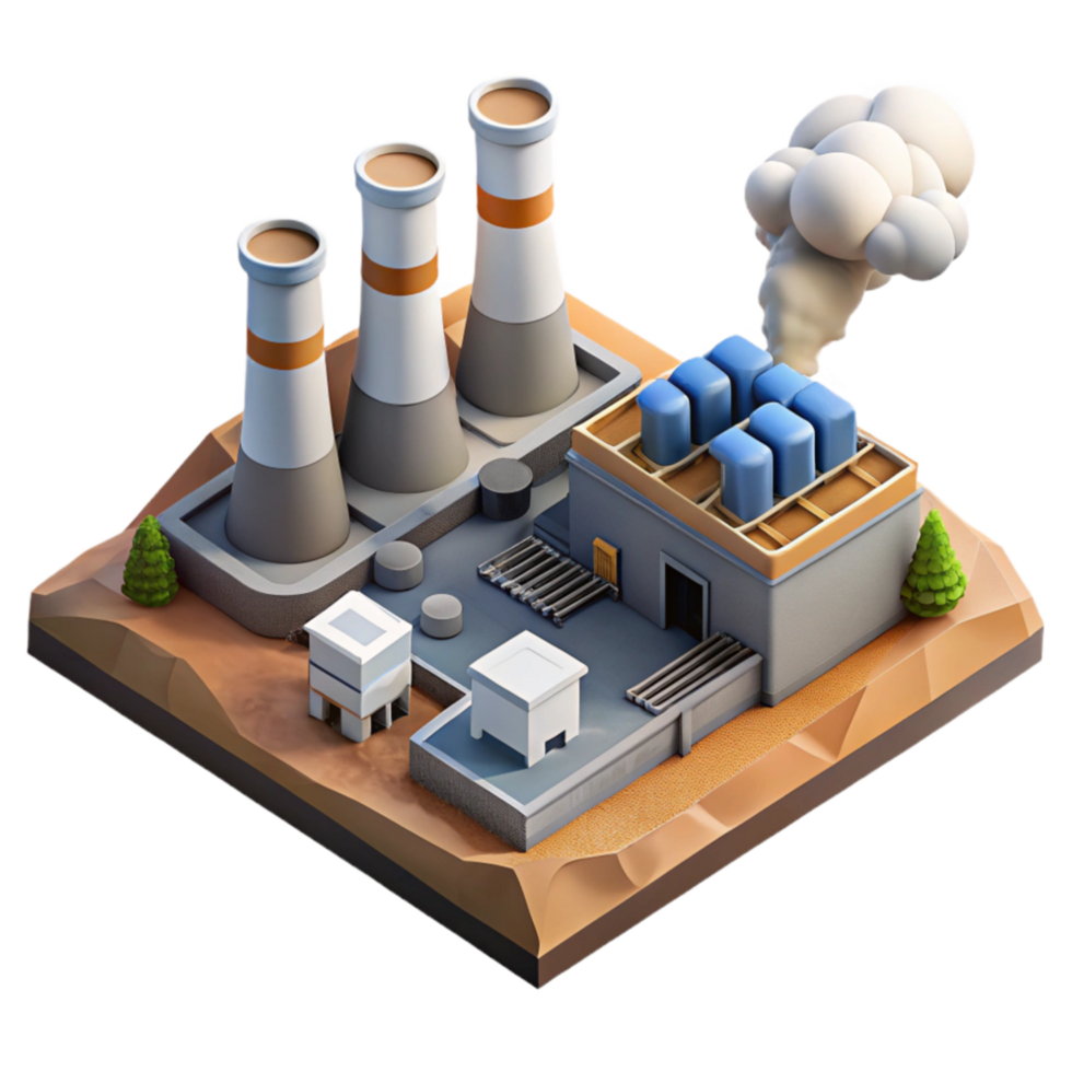 impressive modern Geothermal Energy Plant Aerial View Transparent Background premium png