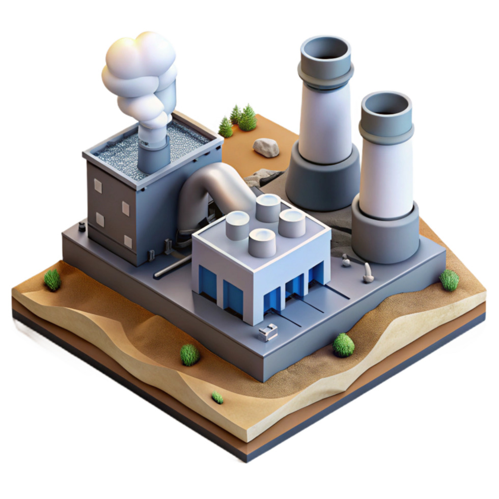 vibrant traditional Geothermal Energy Plant Aerial View Transparent Background genuine png
