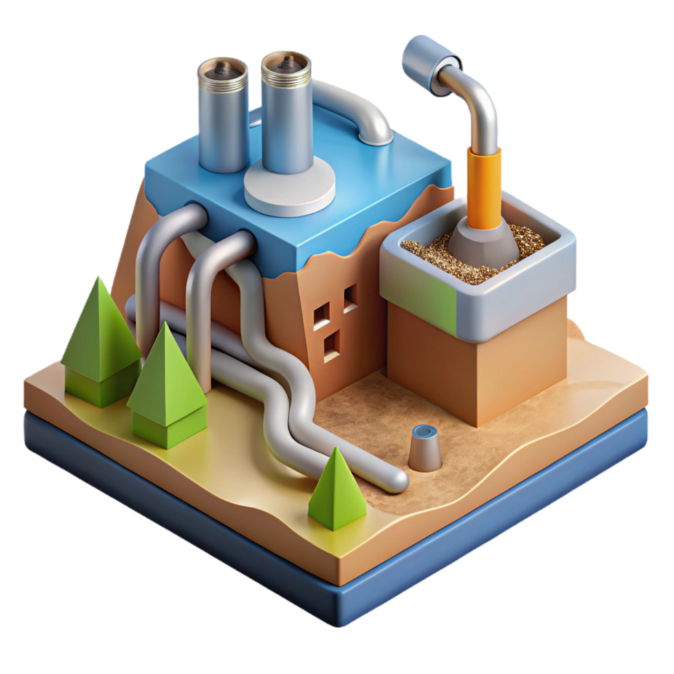 extraordinary artistic Geothermal Energy System Diagram Transparent Background high quality png