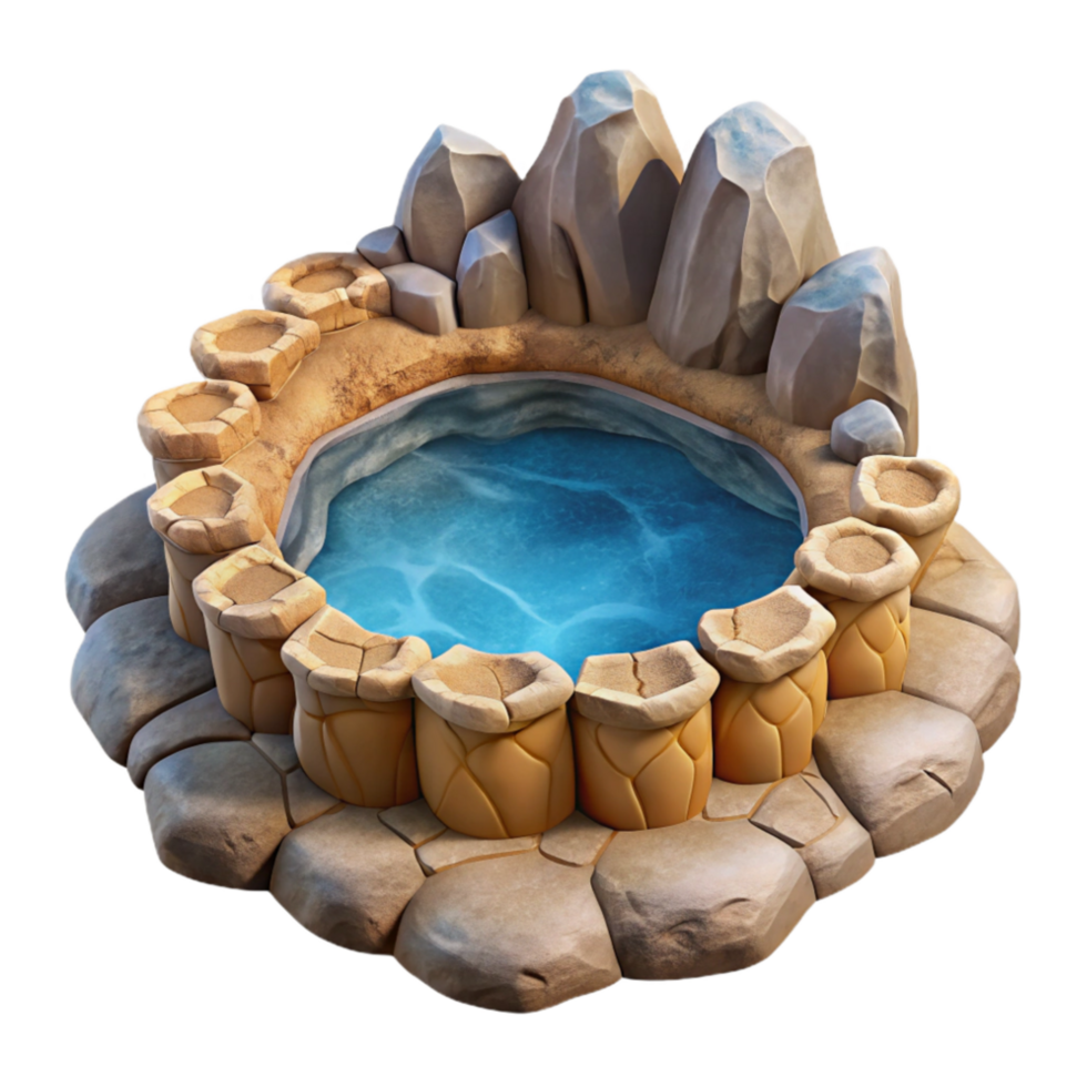 vibrant traditional Geothermal Hot Spring Aerial View Isolated genuine png