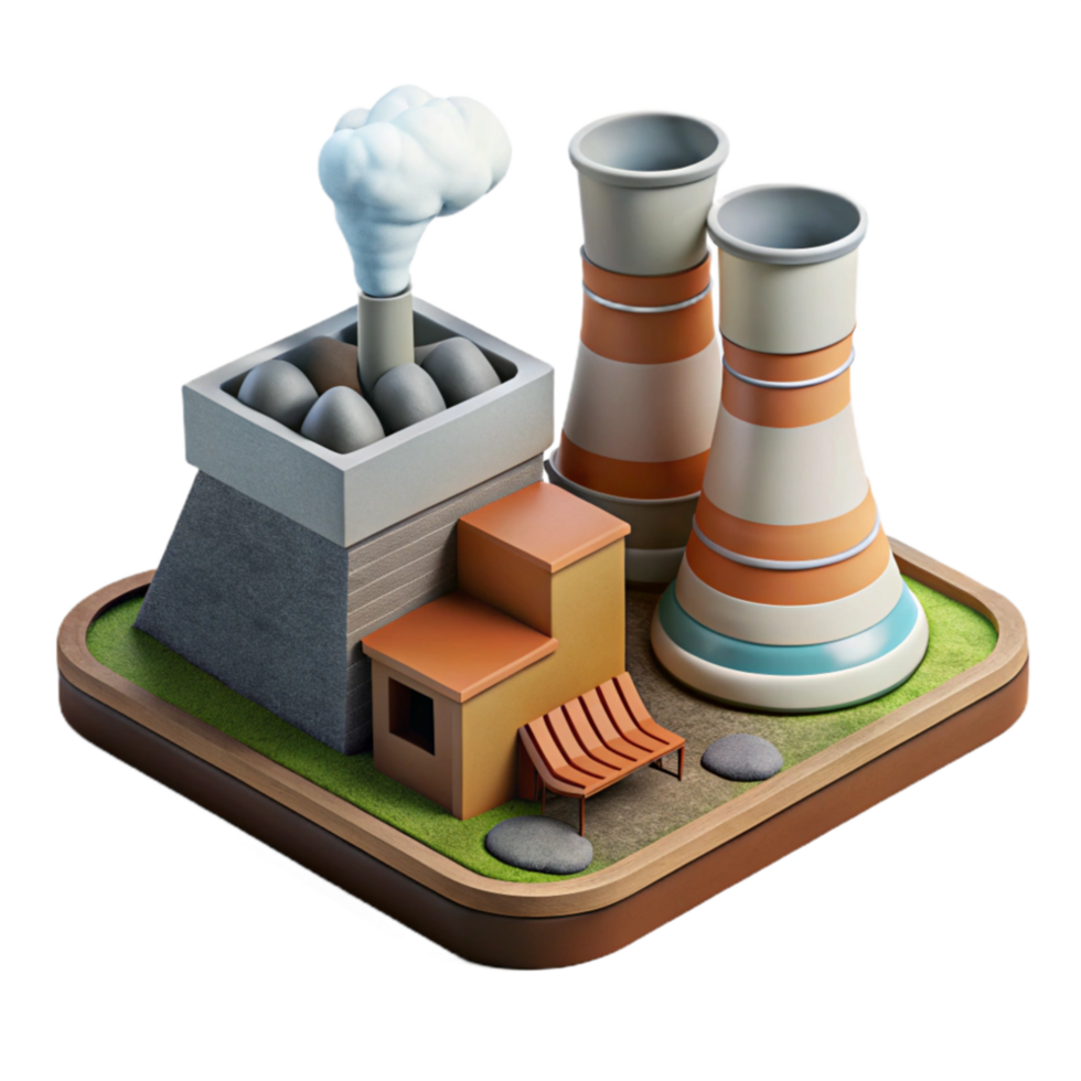 beautiful rustic Geothermal Power Plant Side View Cutout genuine png