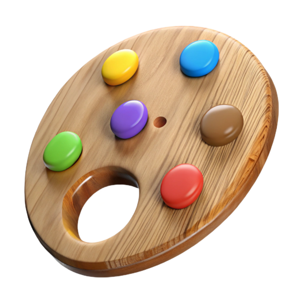 elegant contemporary Wooden Artist Palette with Paint Splatters Cutout png