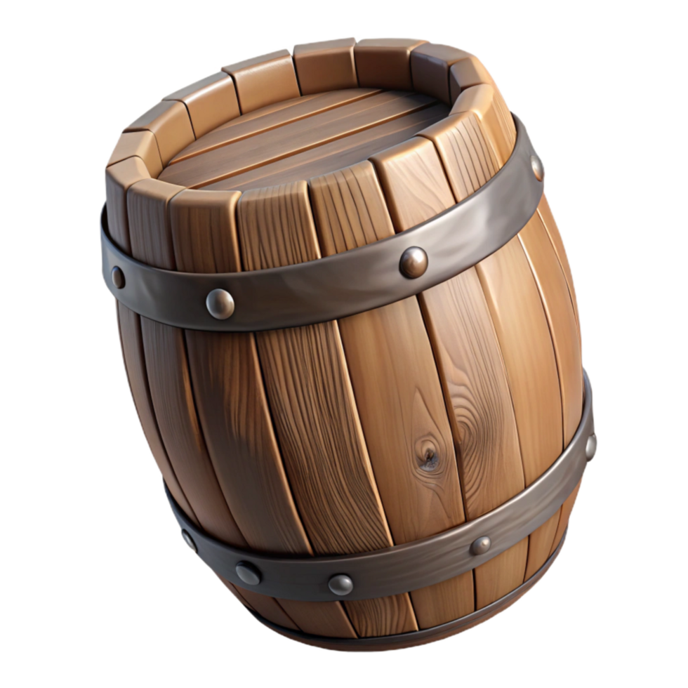 stunning rustic Wooden Barrel Side View Transparent Background original png