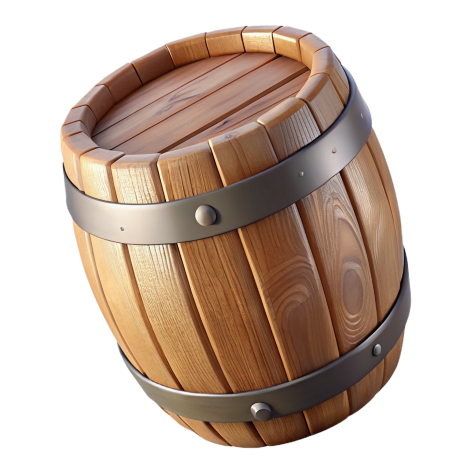 extraordinary creative Wooden Barrel Side View Transparent Background professional png