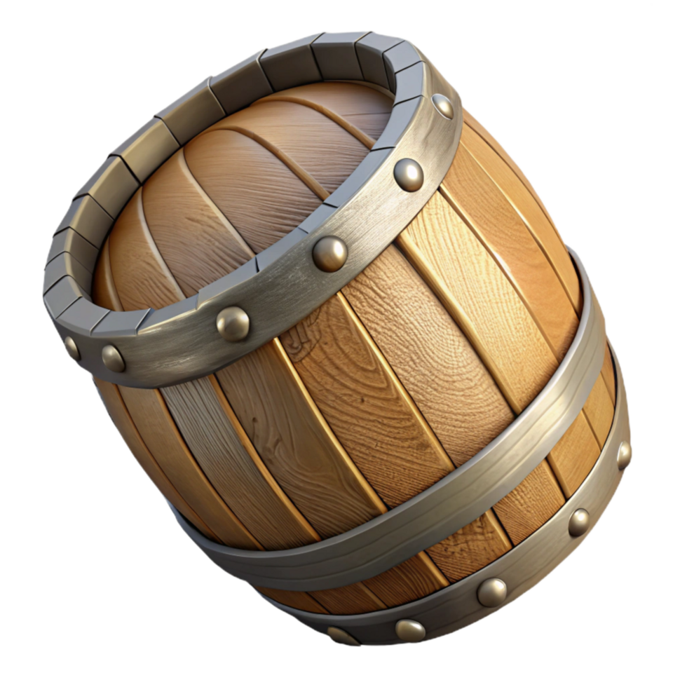 beautiful traditional Wooden Barrel with Metal Hoops Isolated Element genuine png