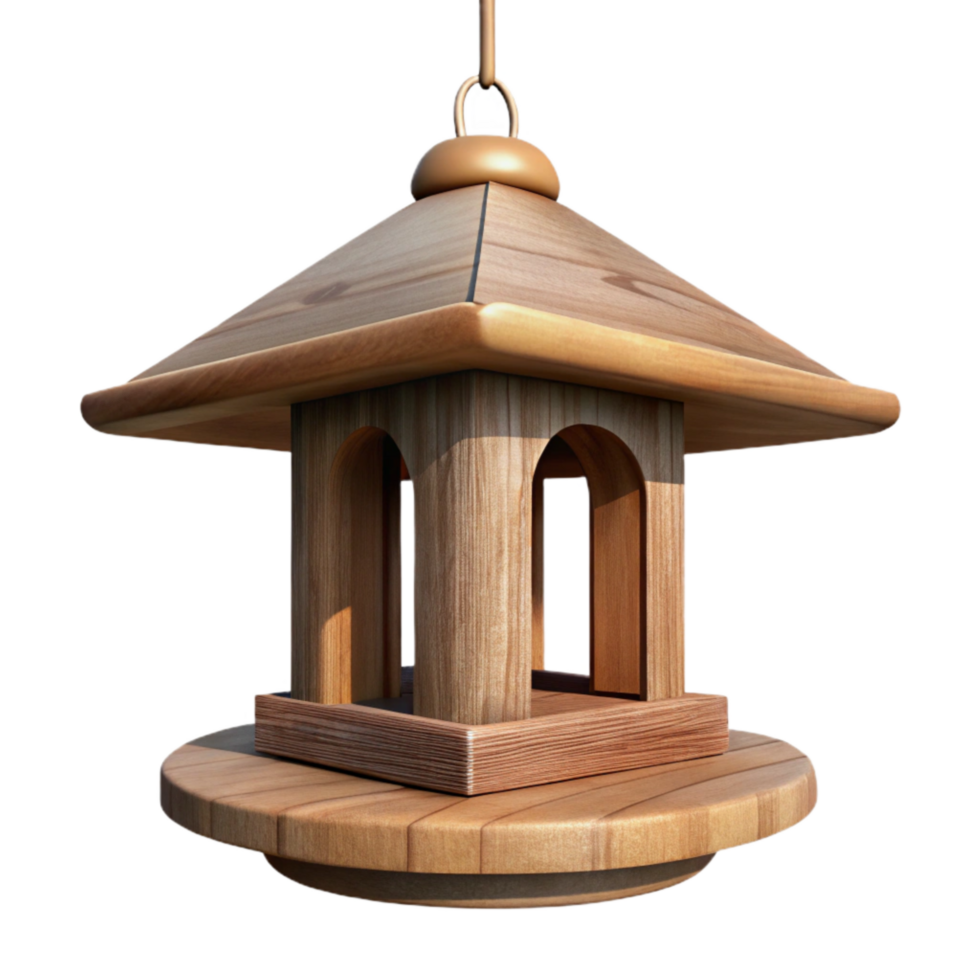 extraordinary minimalist Wooden Bird Feeder Hanging Style Rustic Design Isolated high quality png