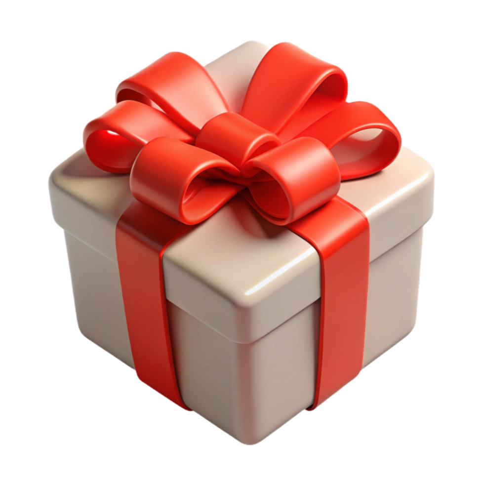 magnificent creative Gift Box with Red Ribbon Top View Isolated detailed png