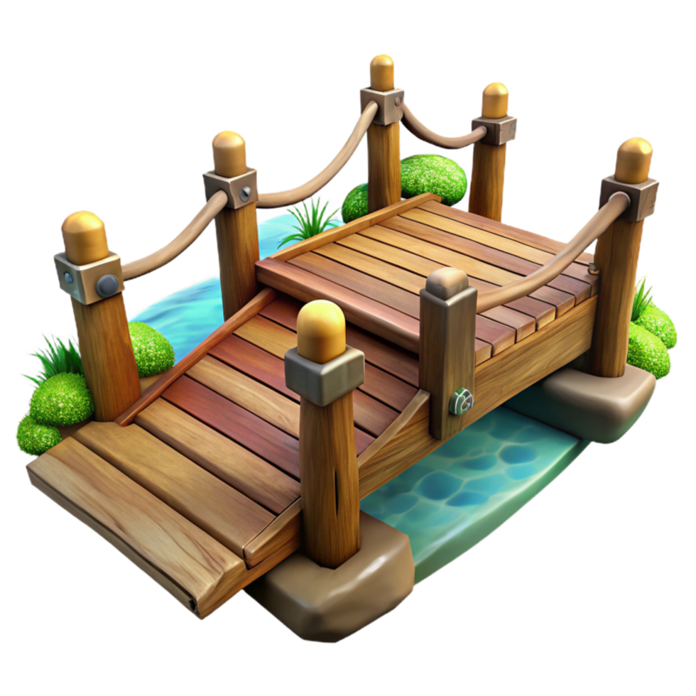 magnificent rustic Wooden Bridge Over River Rustic Charm Cutout exclusive png