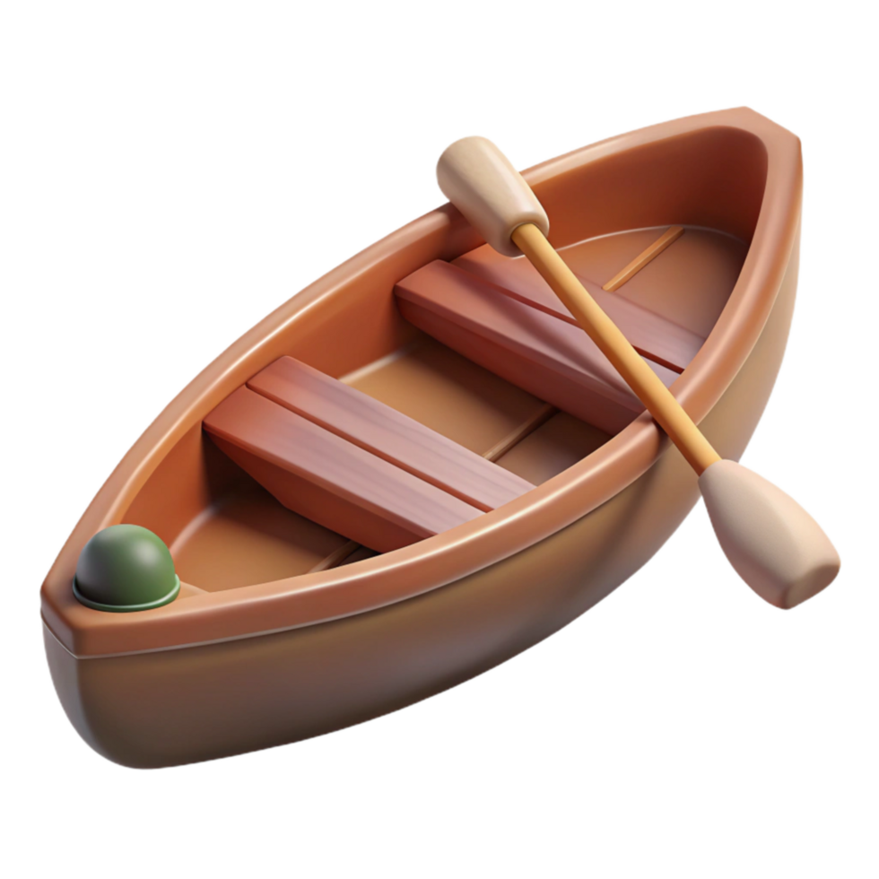 magnificent minimalist Wooden Canoe on Calm River Isolated Element original png