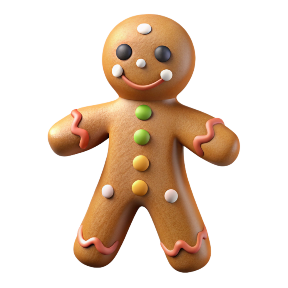 serene rustic Gingerbread Man Decorated Icing Transparent Background genuine png