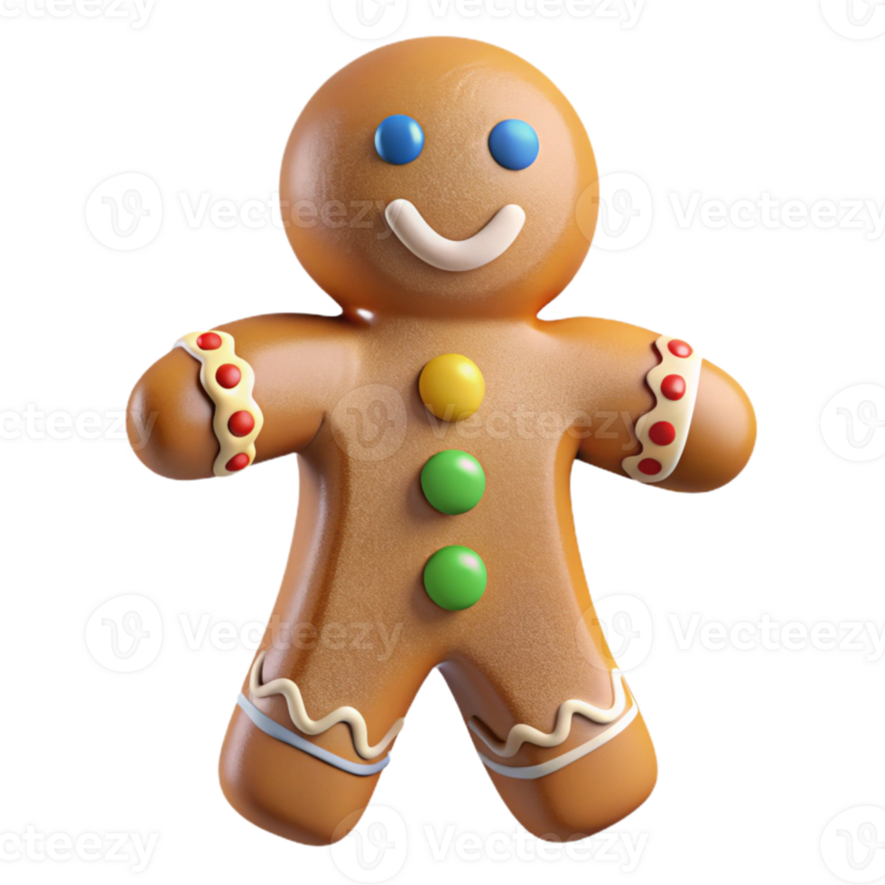 vibrant minimalist Gingerbread Man Decorated Icing Transparent Background professional png