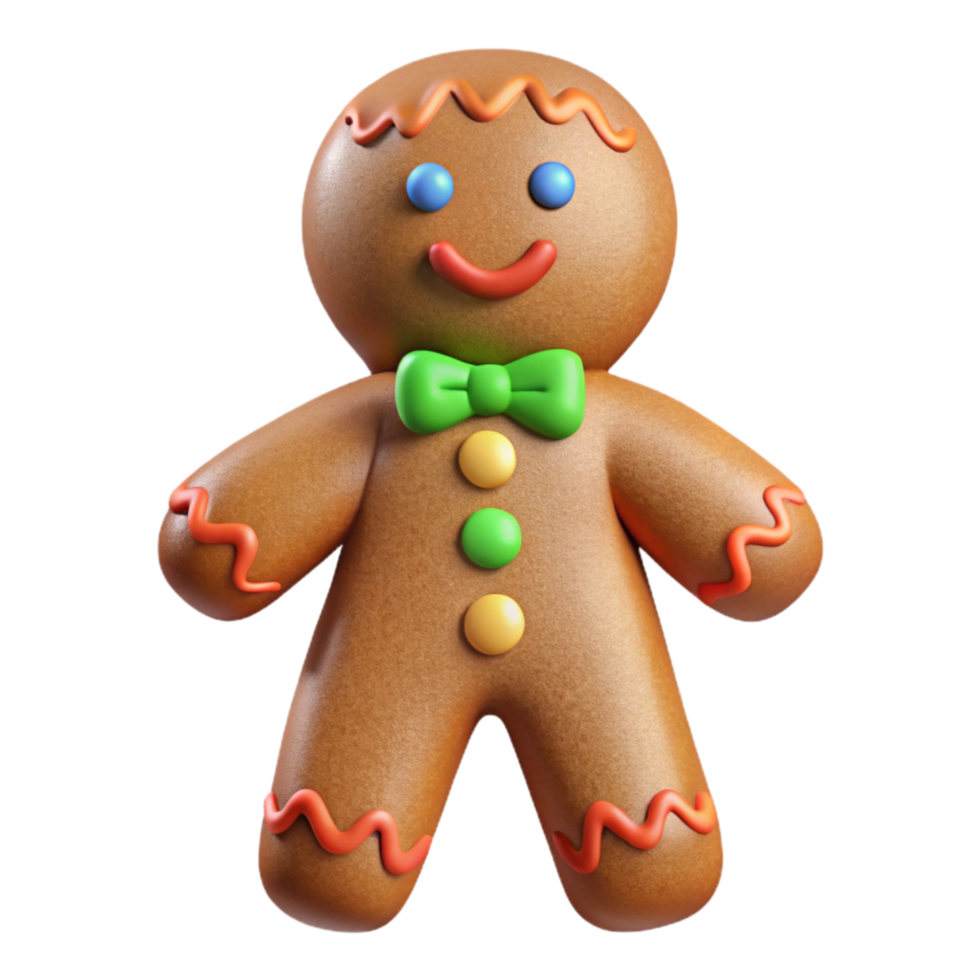 impressive classic Gingerbread Man with Icing Decorations Isolated png