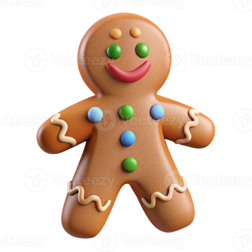stunning modern Gingerbread Man with Icing Decorations Isolated original png