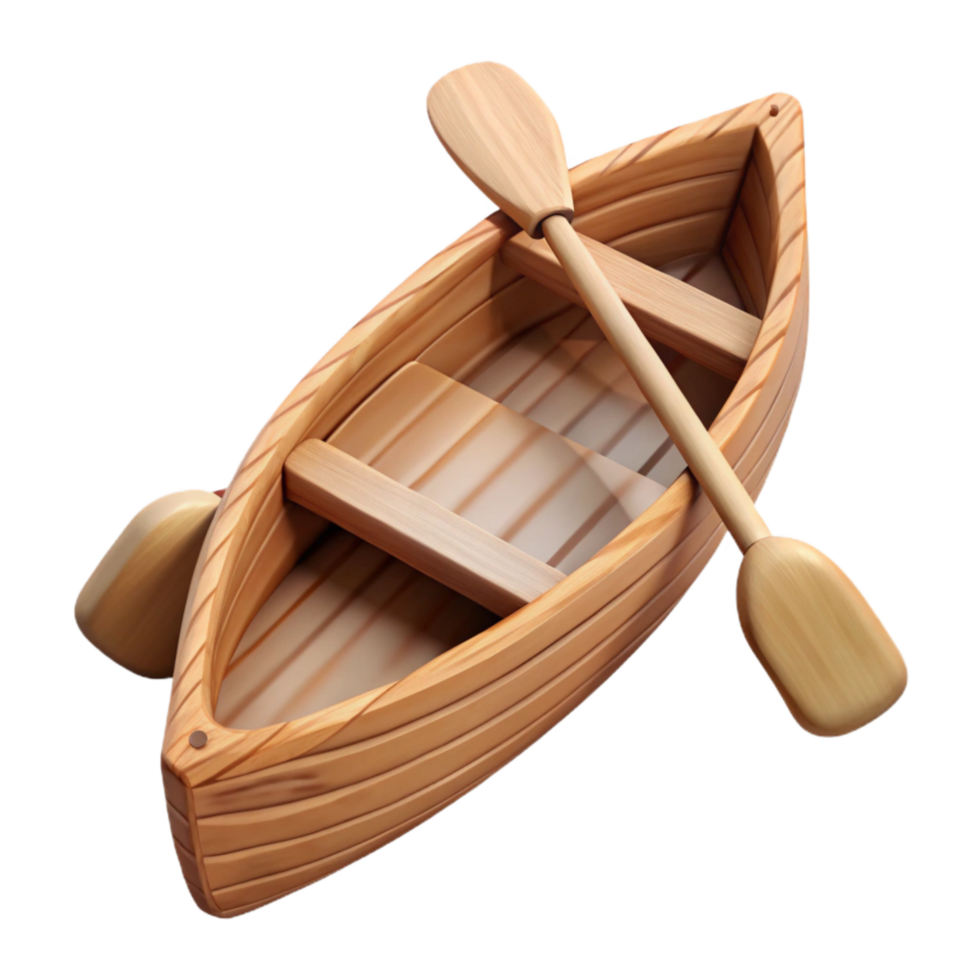 impressive abstract Wooden Canoe with Paddles Cutout Element premium png