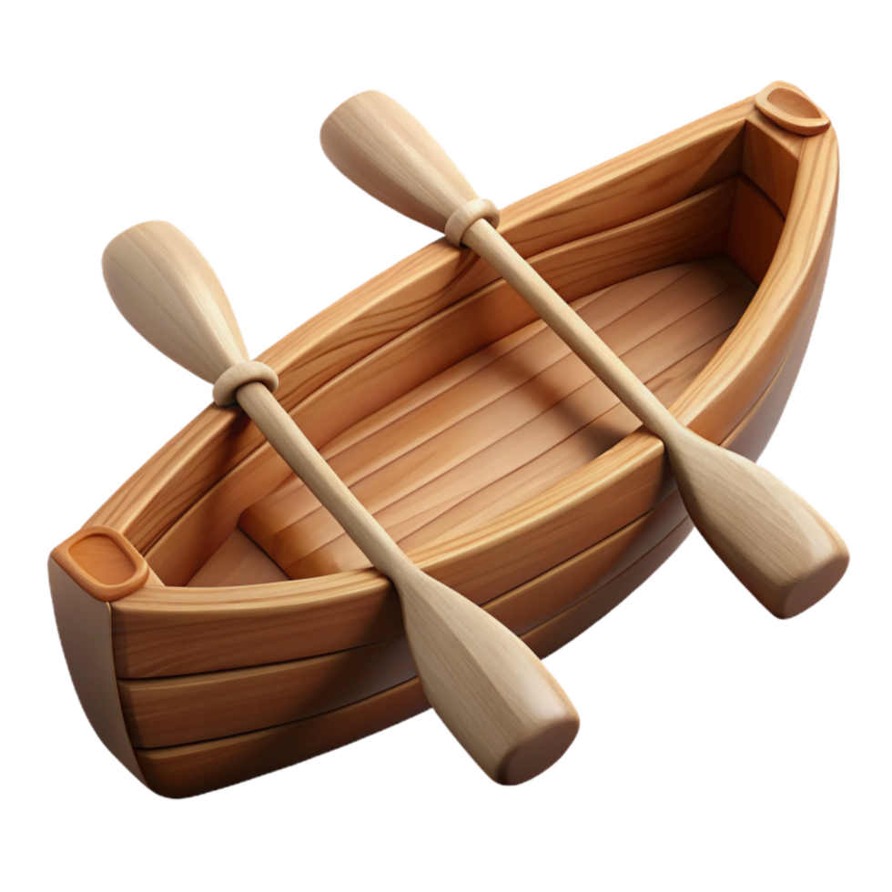 wonderful minimalist Wooden Canoe with Paddles Cutout Element genuine png