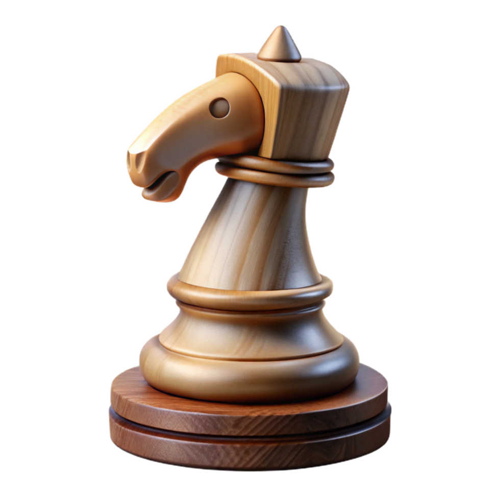 beautiful traditional Wooden Chess Piece Knight Isolated on Transparent Background authentic png