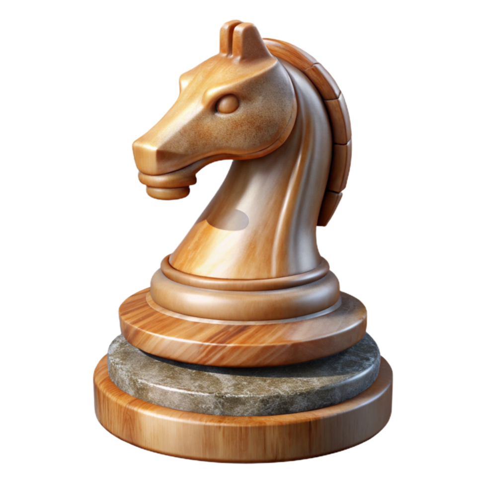 serene artistic Wooden Chess Piece Knight Isolated on Transparent Background genuine png