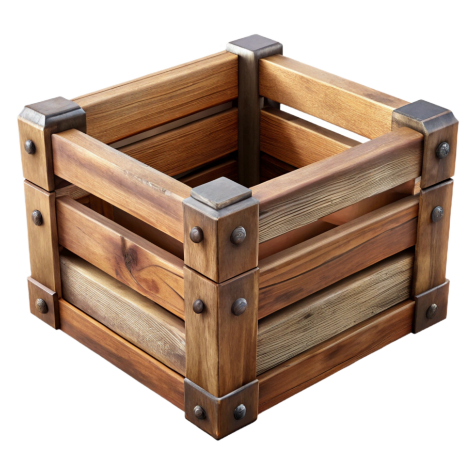 dramatic modern Wooden Crate Rustic Finish Isolated Element high resolution png