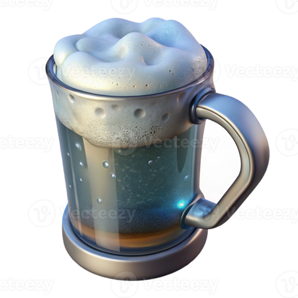 extraordinary artistic Glass Beer Mug with Frosty Exterior Transparent Background authentic png