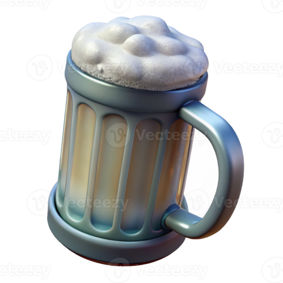 vibrant creative Glass Beer Mug with Frosty Exterior Transparent Background professional png