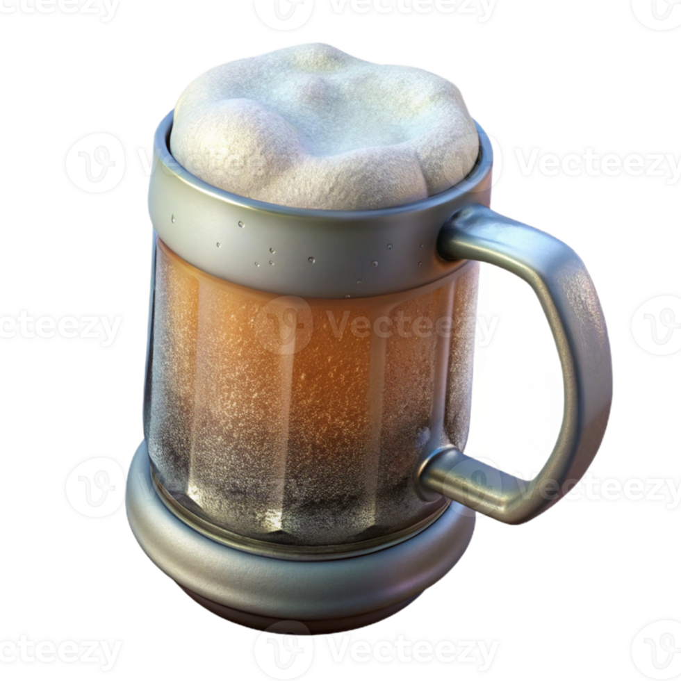 magnificent rustic Glass Beer Mug with Frosty Exterior Transparent Background png
