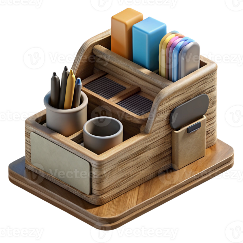 magnificent artistic Wooden Desk Organizer Top View Cutout original png
