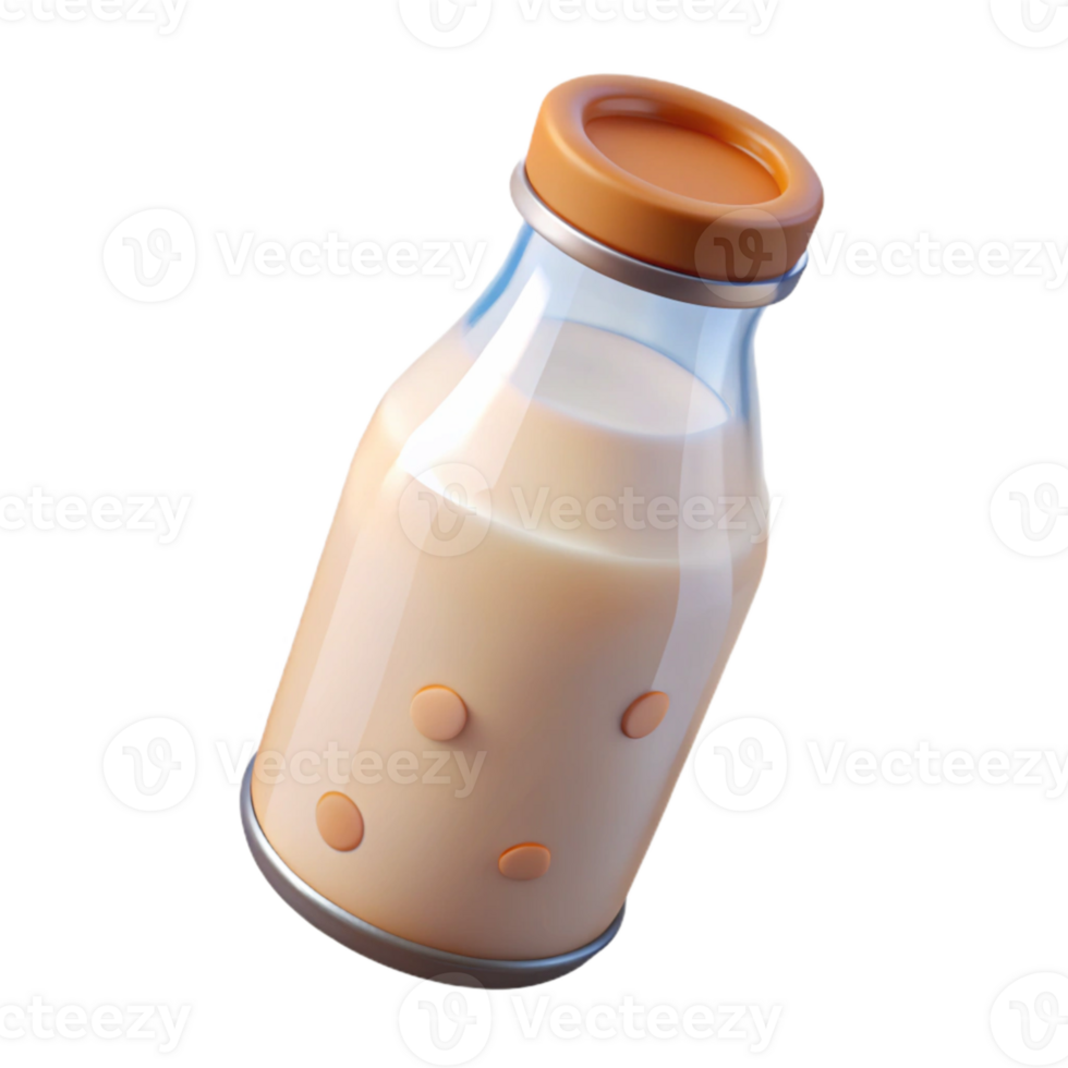 vibrant rustic Glass Bottle of Milk with Cap Transparent Background authentic png