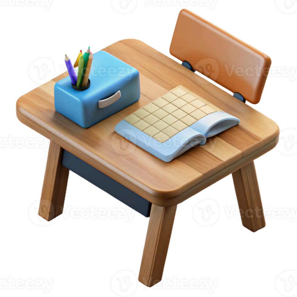 serene abstract Wooden Desk with Calendar and Pen Top View Transparent Background premium png