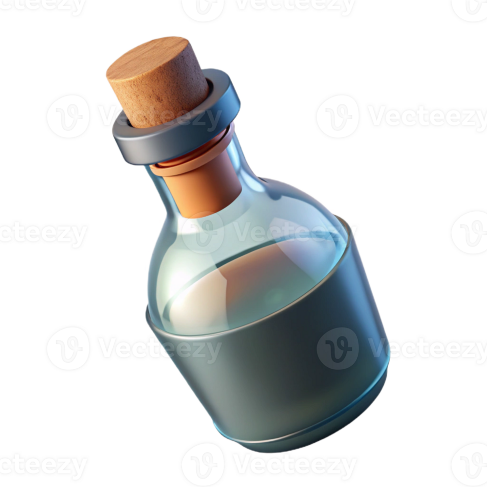beautiful contemporary Glass Bottle with Cork Stopper Transparent Background authentic png