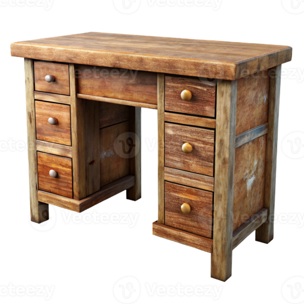 extraordinary traditional Wooden Desk with Drawers Cutout exclusive png
