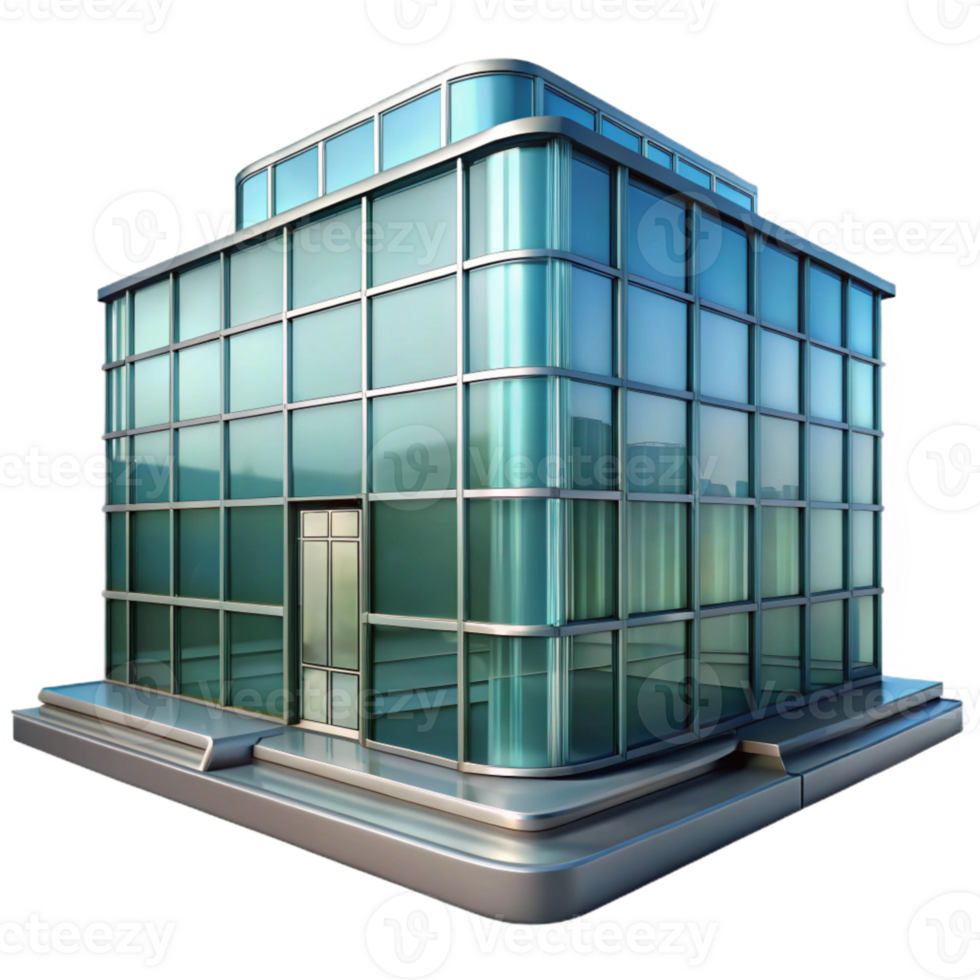 impressive contemporary Glass Building Reflection Cutout Isolated png
