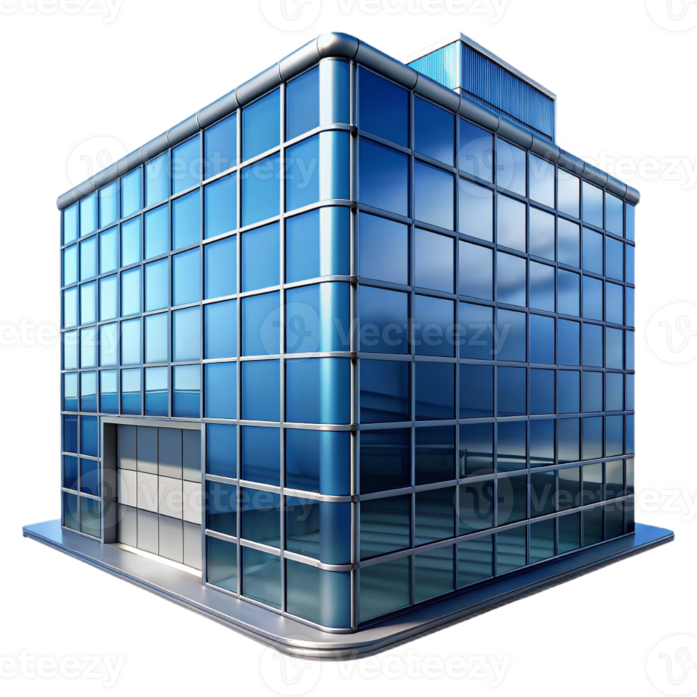 serene minimalist Glass Building Reflection Cutout Isolated professional png