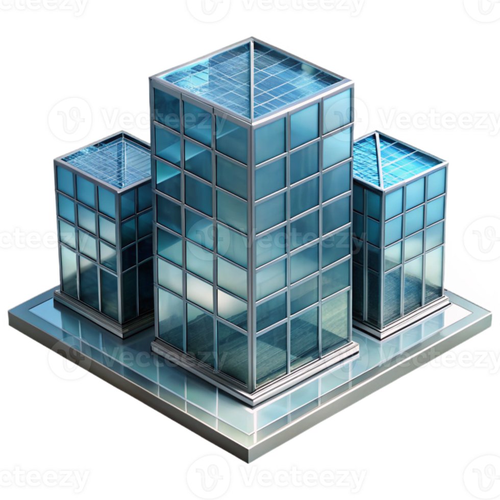 serene artistic Glass Building Reflection Cityscape Transparent Element premium png