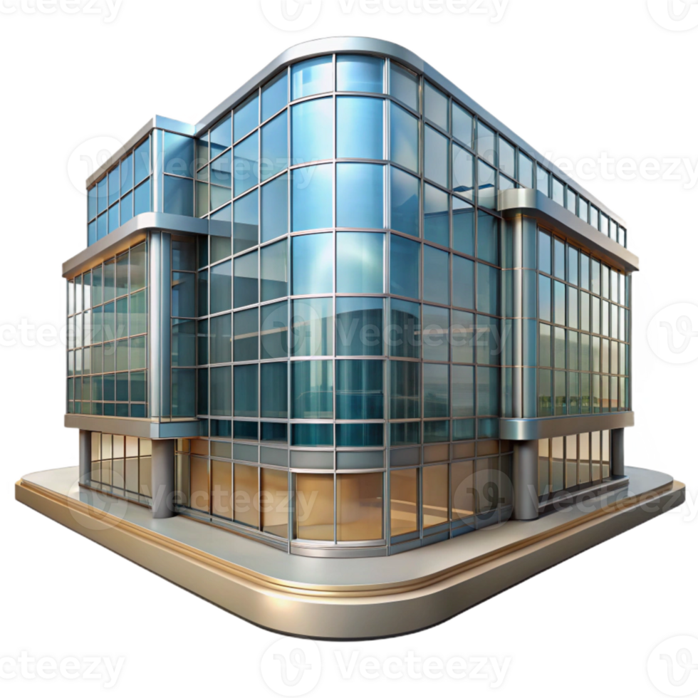 vibrant artistic Glass Building Reflection Street Scene Transparent Element professional png