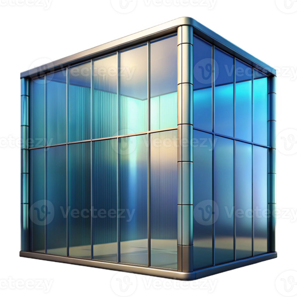beautiful minimalist Glass Curtain Wall Reflection Isolated Element png