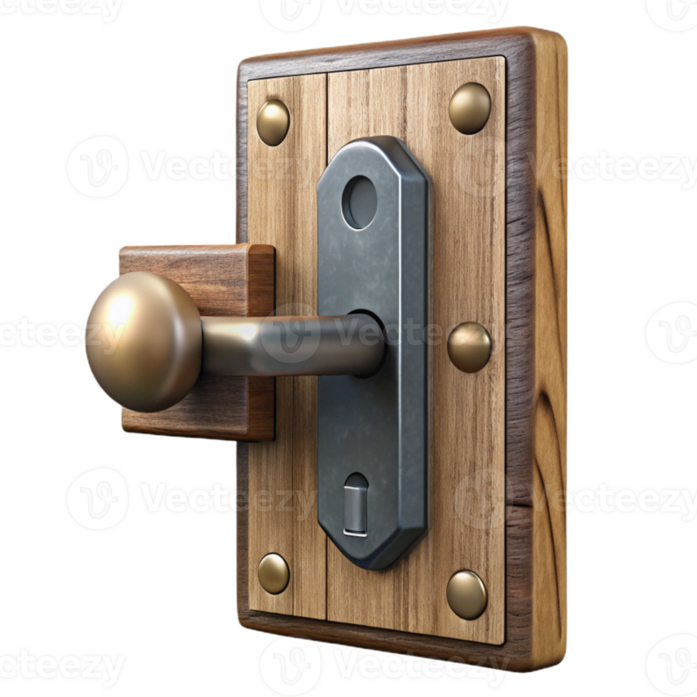 elegant artistic Wooden Door Handle Metal Plate Backing Cutout professional png