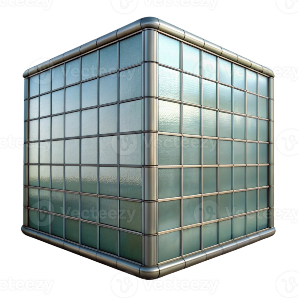 serene minimalist Glass Curtain Wall with Grid Pattern Isolated original png
