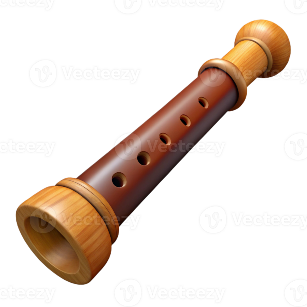 vibrant traditional Wooden Flute Isolated with Transparent Background original png