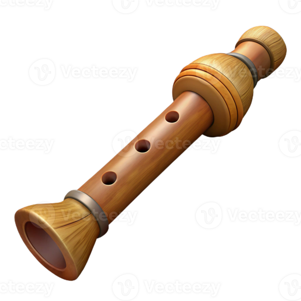 vibrant vintage Wooden Flute Isolated with Transparent Background png