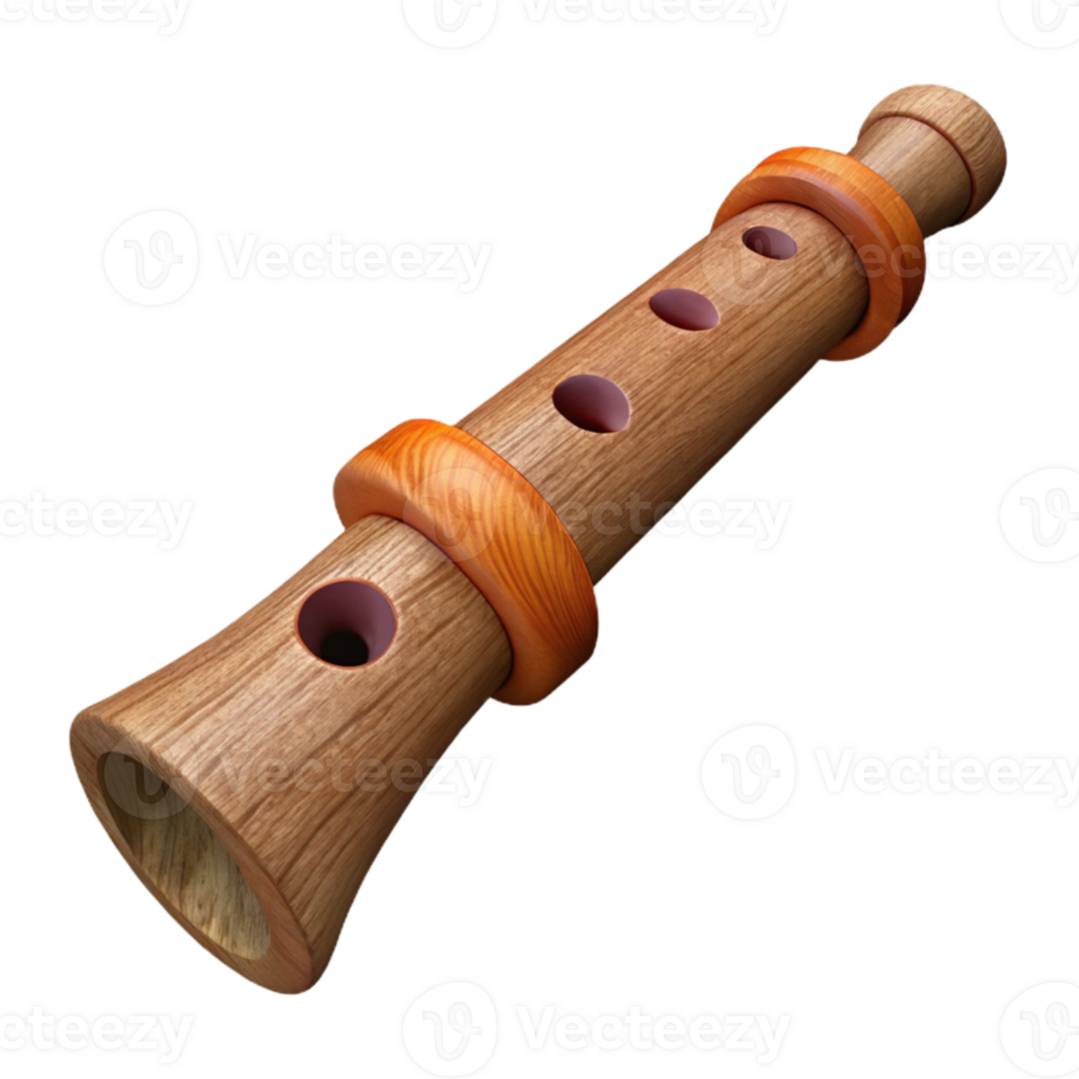 serene contemporary Wooden Flute Side View Cutout Element genuine png
