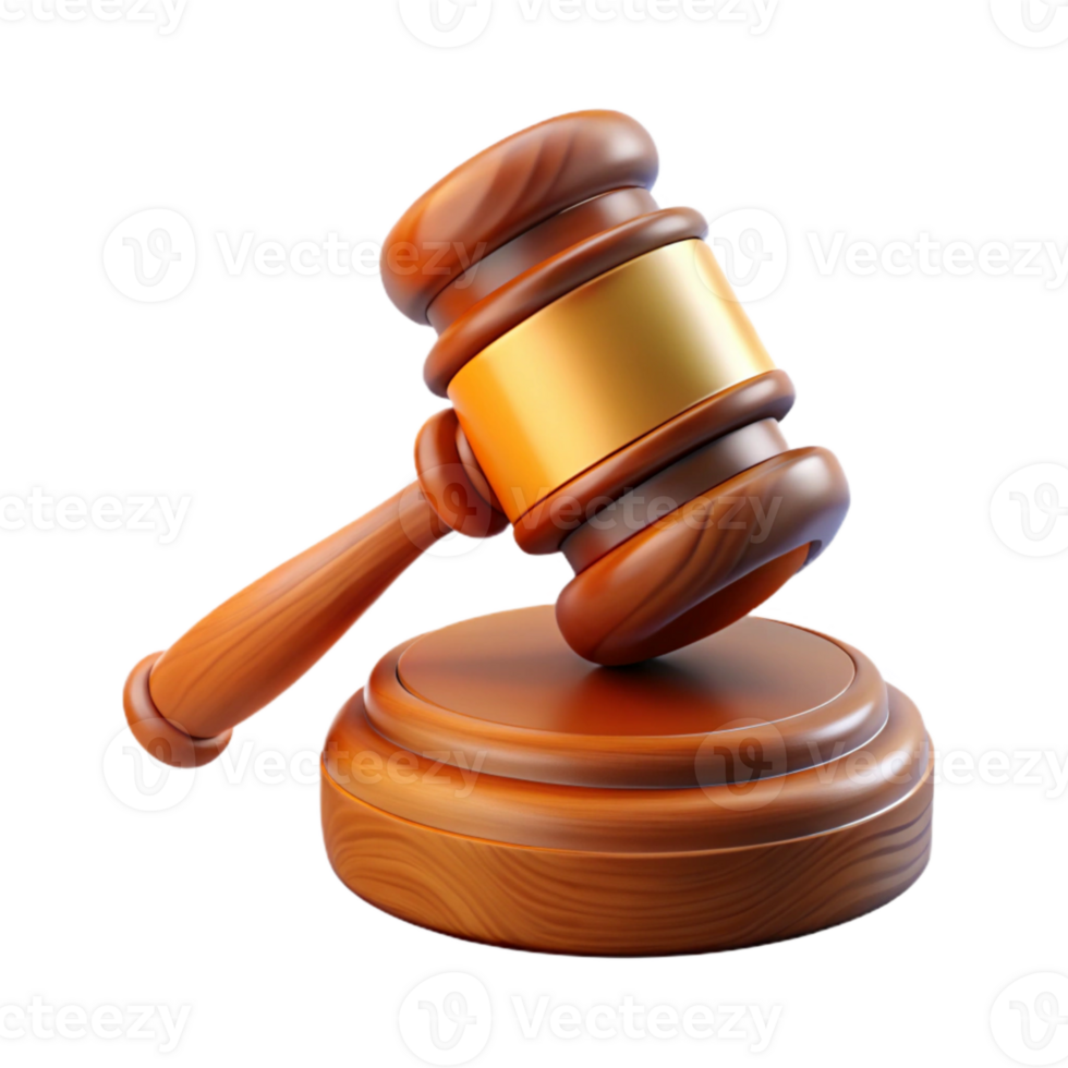vibrant minimalist Wooden Gavel Front View with Sound Block Cutout original png