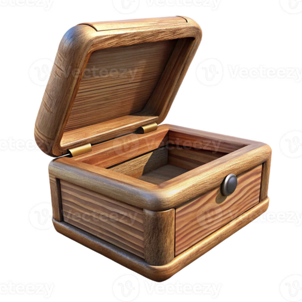 wonderful minimalist Wooden Jewelry Box with Open Lid Cutout genuine png