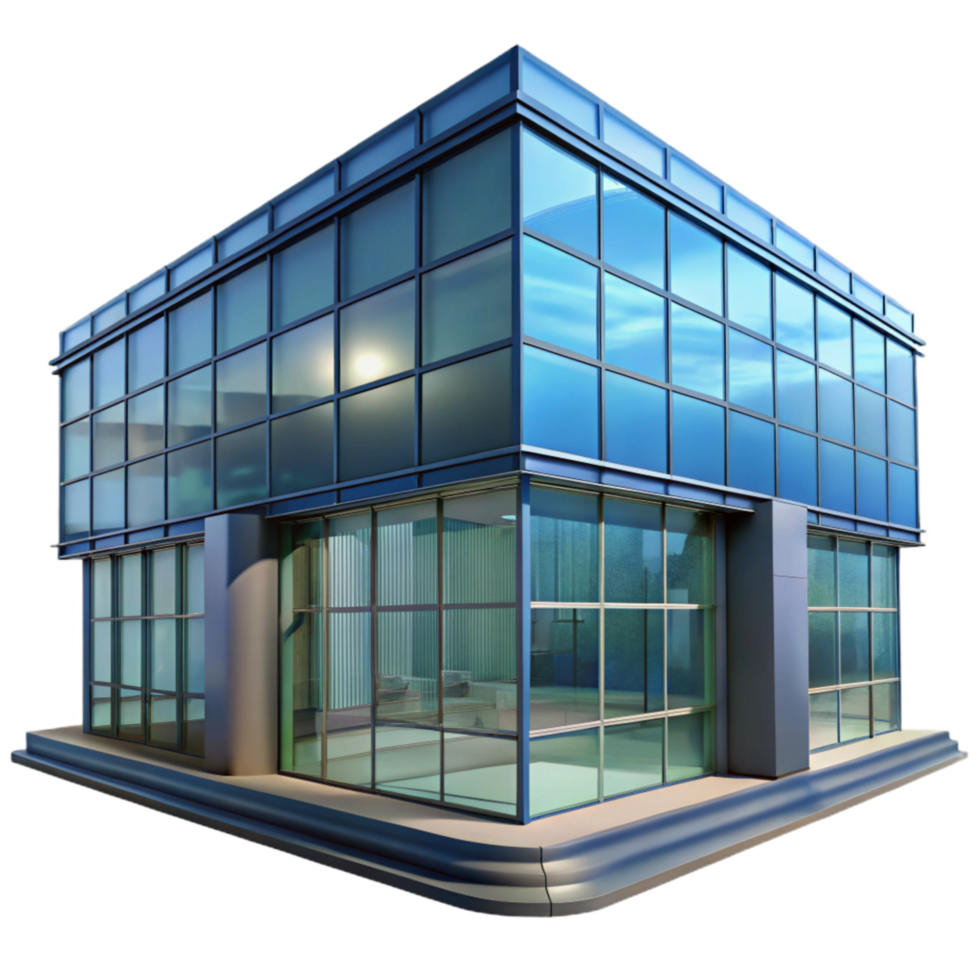stunning artistic Glass Facade Building with Reflections Transparent professional png