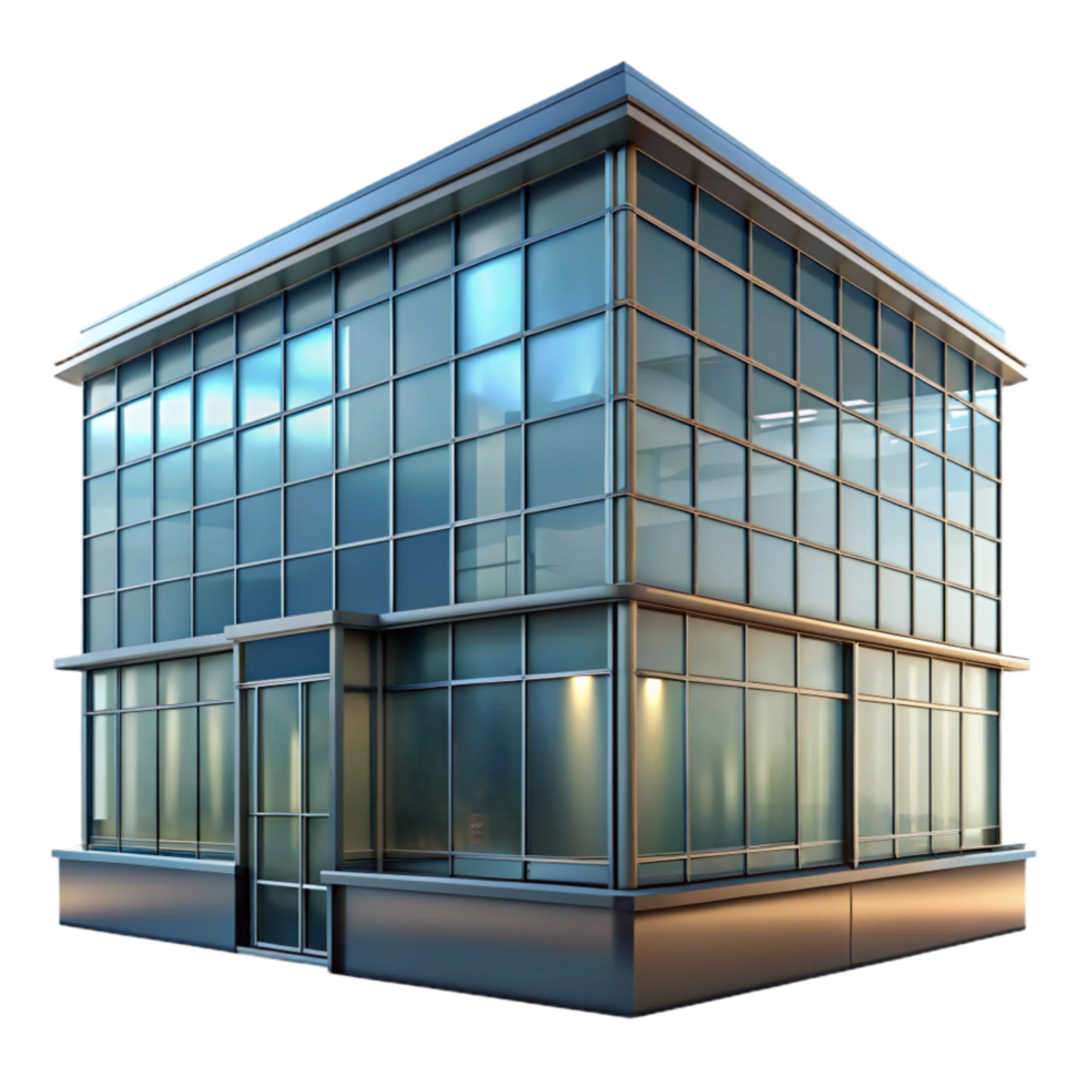 Glass Facade Building with Reflections Transparent png