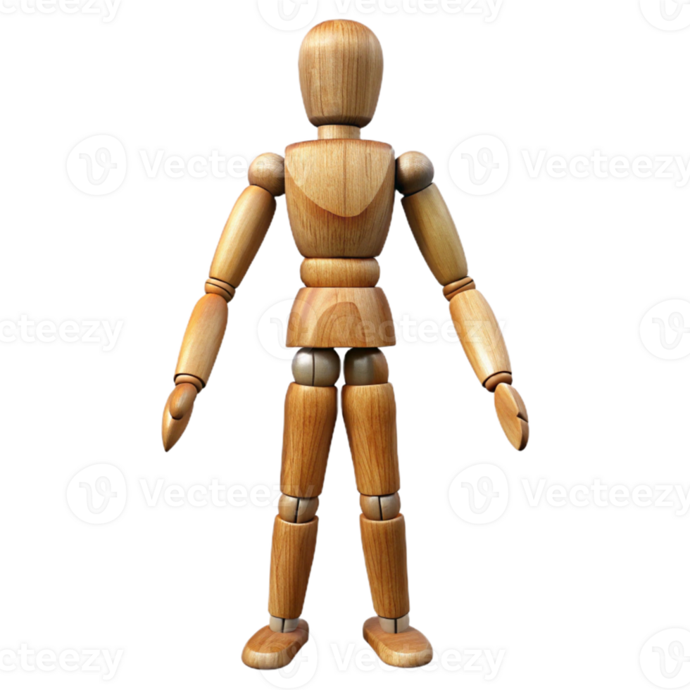 elegant rustic Wooden Mannequin Jointed Isolated Cutout detailed png