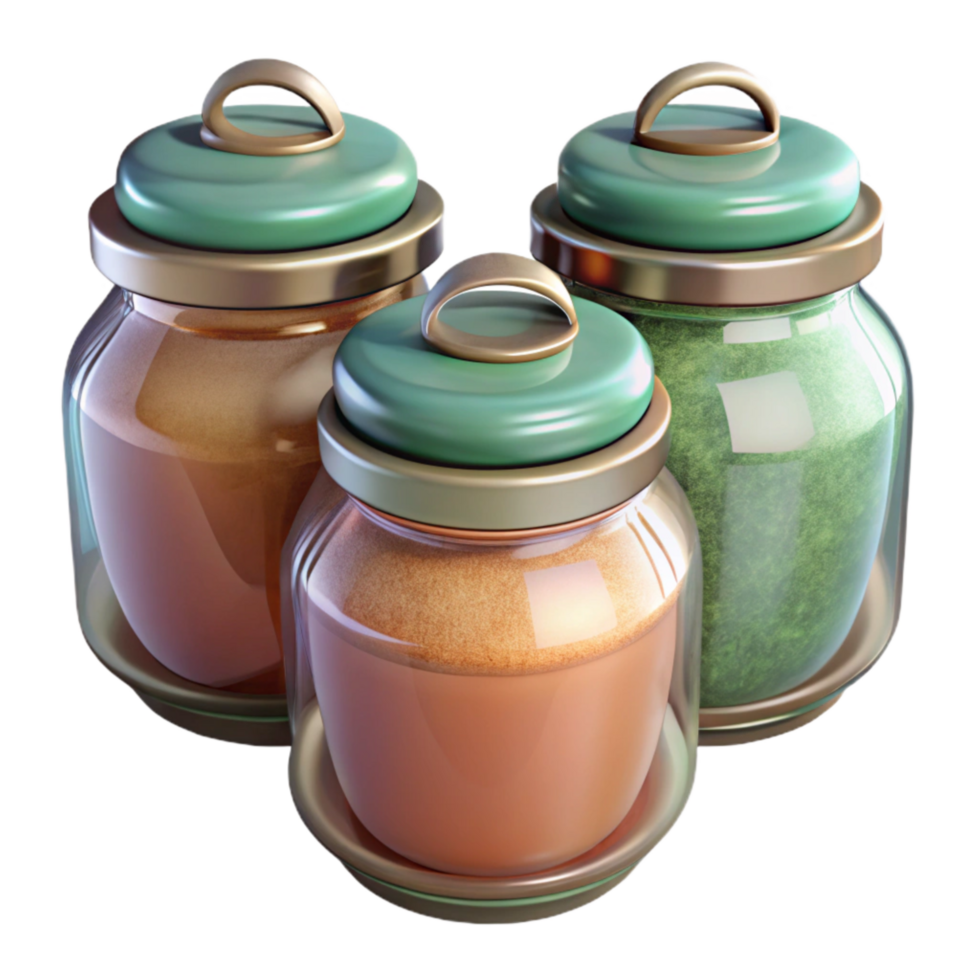 stunning artistic Glass Food Storage Jars Set Isolated Cutout high resolution png