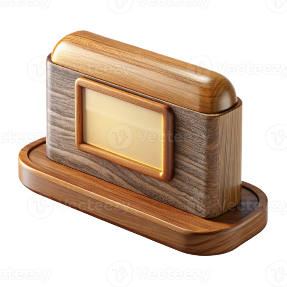 impressive artistic Wooden Nameplate on Desk with Transparent Background detailed png